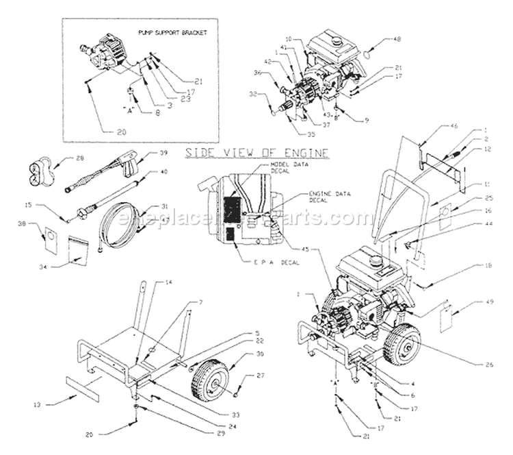 Page A Diagram and Parts List for 0775-0  Briggs and Stratton Pressure Washer